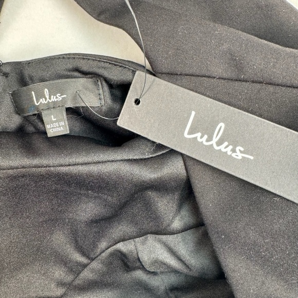 Lulus Black Bodycon Mini Dress Womens Size Large Balloon Sleeve Nwt Open Back - Picture 3 of 15